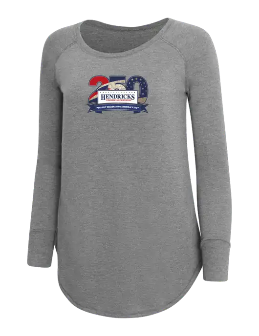 Womens Perfect Wide Collar Tunic Tri-Blend Grey Frost 4.5 oz T-Shirt w/Hendricks 250th Logo