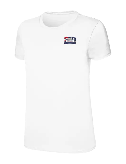 Womens Ring Spun White 4.5 oz T-Shirt w/Hendricks 250th Logo