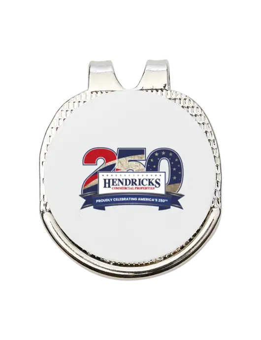 Antique Silver Hat Clip w/Golf Ball Marker w/Hendricks 250th Logo