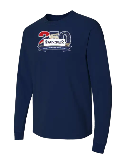 Comfort Colors Garment-Dyed Dark Navy Heavyweight Long Sleeve T-Shirt w/Geronimo 250th Logo