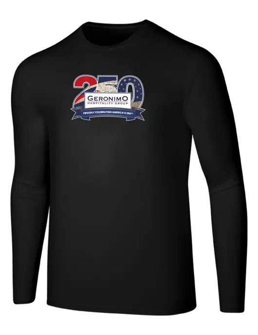 Seriously Soft Black Long Sleeve T-Shirt w/Geronimo 250th Logo