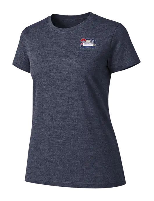 Womens Ring Spun Heather Navy 4.5 oz T-Shirt w/Geronimo 250th Logo