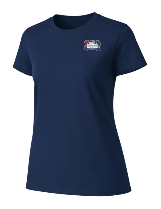 Womens Ring Spun Navy 4.5 oz T-Shirt w/Geronimo 250th Logo