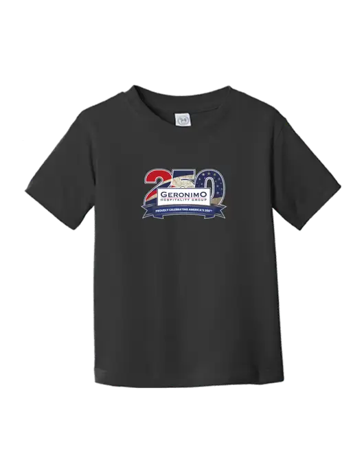 Rabbit Skins Black Toddler Fine Jersey Tee w/Geronimo 250th Logo