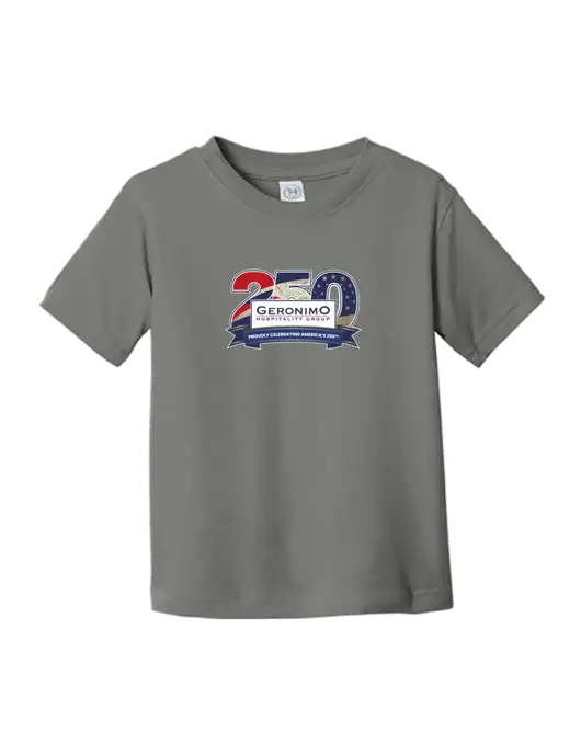 Rabbit Skins Charcoal Toddler Fine Jersey Tee w/Geronimo 250th Logo