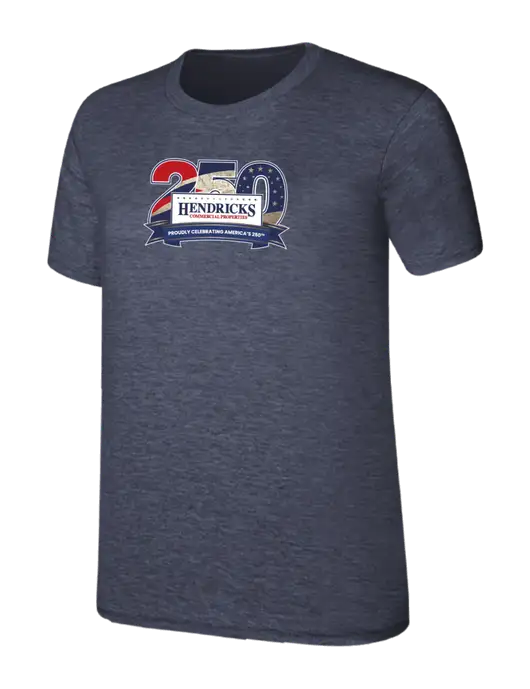 Womens Ring Spun Heather Navy 4.5 oz T-Shirt w/Hendricks 250th Logo