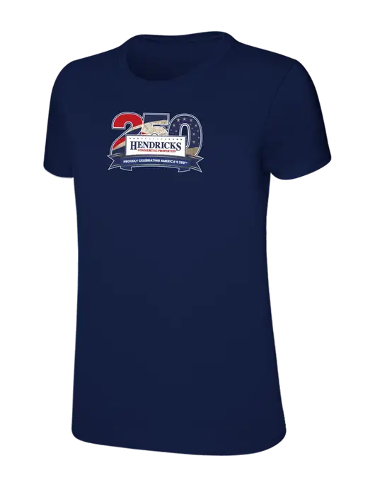 Womens Ring Spun Navy 4.5 oz T-Shirt w/Hendricks 250th Logo