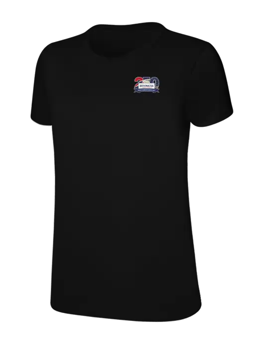 Womens Ring Spun Jet Black 4.5 oz T-Shirt w/Hendricks 250th Logo