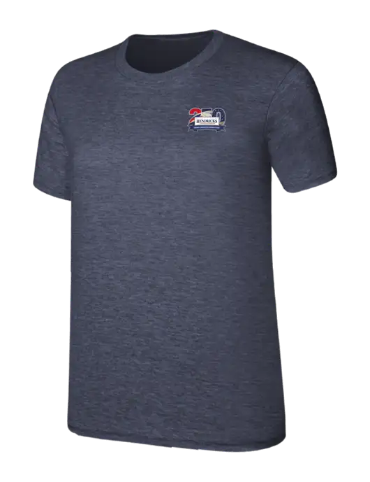 Womens Ring Spun Heather Navy 4.5 oz T-Shirt w/Hendricks 250th Logo