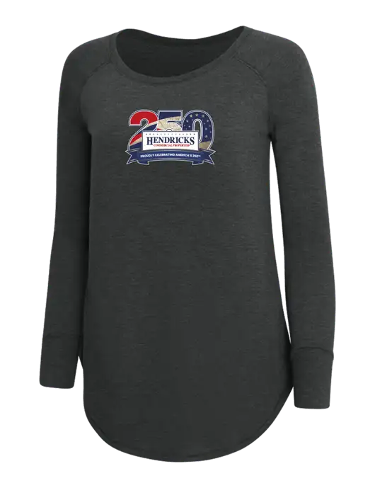 Womens Perfect Wide Collar Tunic Tri-Blend Black Frost 4.5 oz T-Shirt w/Hendricks 250th Logo
