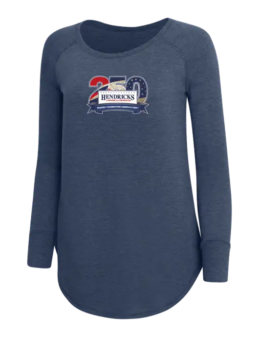 Womens Perfect Wide Collar Tunic Tri-Blend Navy Frost 4.5 oz T-Shirt w/Hendricks 250th Logo