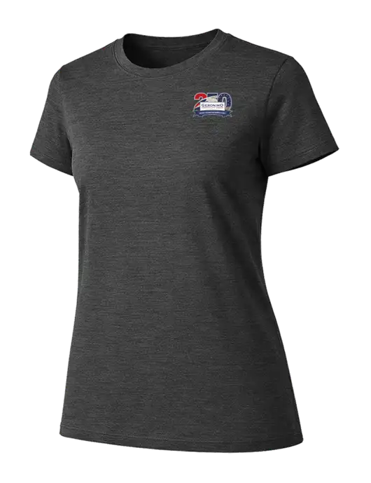 Womens Ring Spun Dark Heather Grey 4.5 oz T-Shirt w/Geronimo 250th Logo