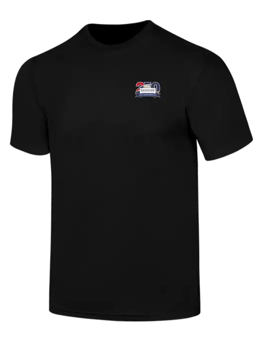 Simply Soft Black 4.5oz  Poly/Combed Ring Spun Cotton T-Shirt w/Geronimo 250th Logo