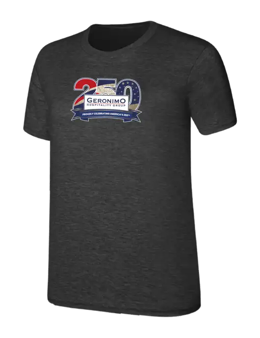 Womens Ring Spun Dark Heather Grey 4.5 oz T-Shirt w/Geronimo 250th Logo