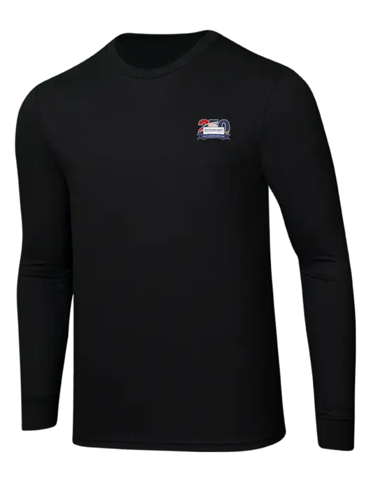 Simply Soft Long Sleeve Black 4.5 oz, Poly/Combed Ring Spun Cotton T-Shirt w/Geronimo 250th Logo