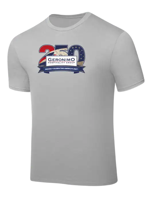 Silver PosiCharge Competitor Tee w/Geronimo 250th Logo