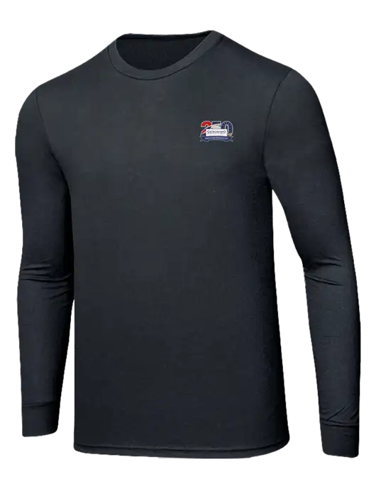 Simply Soft Long Sleeve Black Frost 4.5 oz, Poly/Combed Ring Spun Cotton T-Shirt w/Geronimo 250th Logo