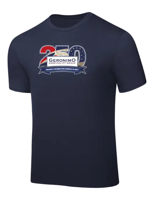 Navy PosiCharge Competitor Tee w/Geronimo 250th Logo
