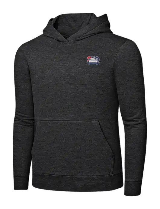 Dark Heather Grey 7.8 oz Ring Spun Hooded Sweatshirt w/Geronimo 250th Logo