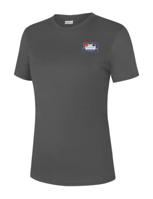  Womens Dark Grey PosiCharge Competitor Tee w/Geronimo 250th Logo