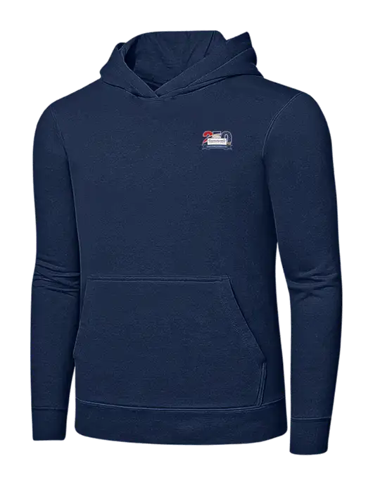 Navy 7.8 oz Ring Spun Hooded Sweatshirt w/Geronimo 250th Logo