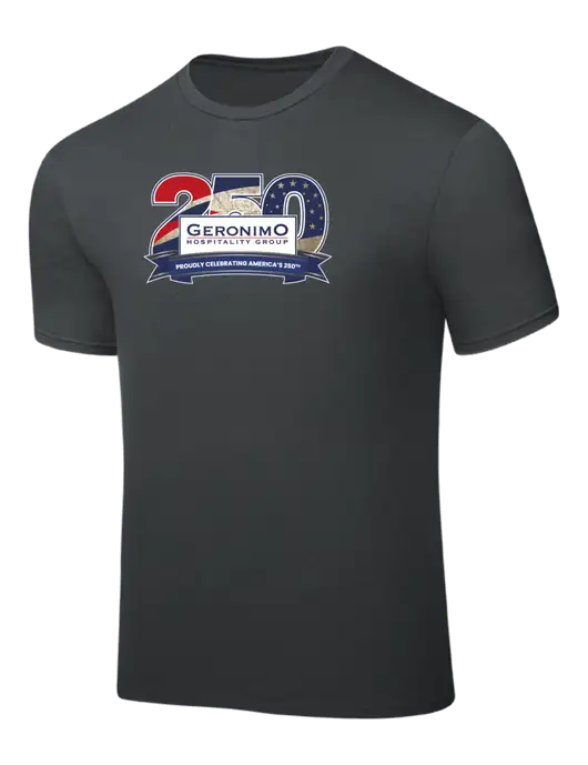Dark Grey PosiCharge Competitor Tee w/Geronimo 250th Logo