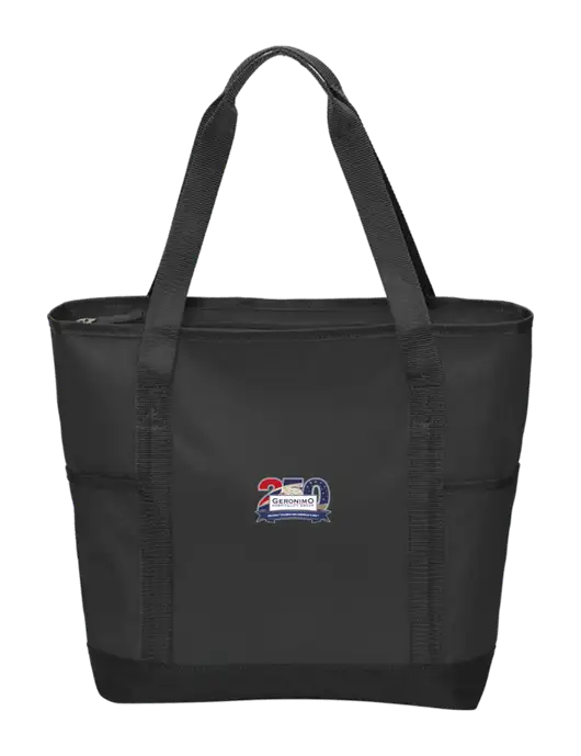 On the Go Black/Black Tote w/Geronimo 250th Logo