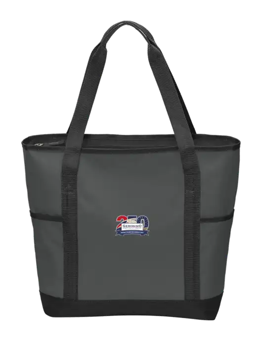 On the Go Charcoal/Black Tote  w/Geronimo 250th Logo