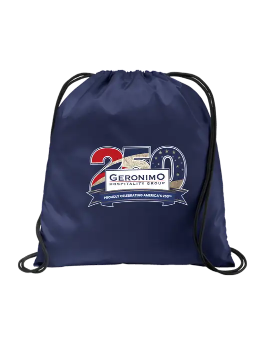 Drawstring  True Navy Cinch Pack w/Geronimo 250th Logo