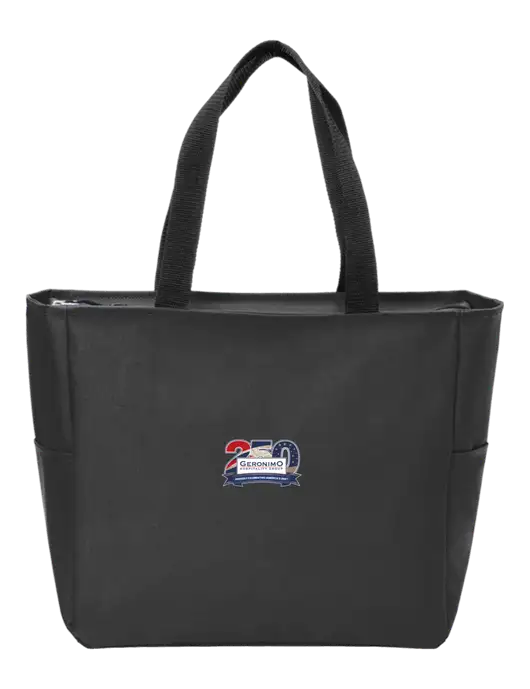 Everyday Black Zip Tote  w/Geronimo 250th Logo