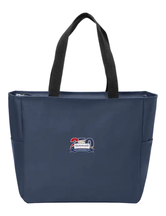 Everyday Navy Zip Tote  w/Geronimo 250th Logo