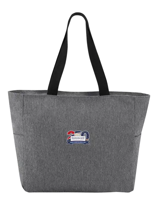 Everyday Heather Grey Zip Tote  w/Geronimo 250th Logo