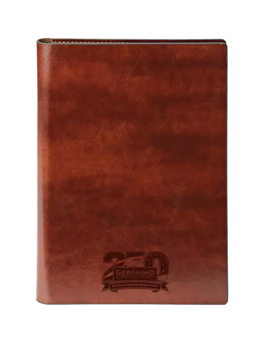 Fabrizio Brown 7 x 9.625 Padfolio & Notepad w/Geronimo 250th Logo