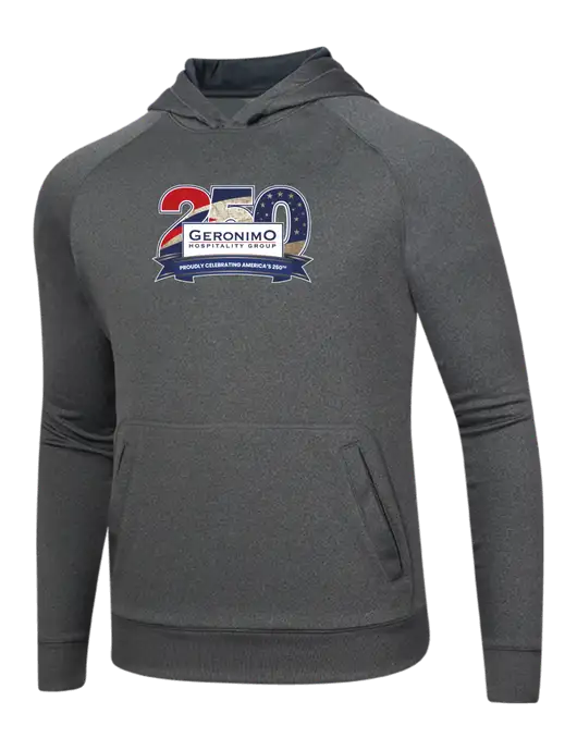Tech Graphite Heather Fleece Hooded Sweatshirt w/Geronimo 250th Logo