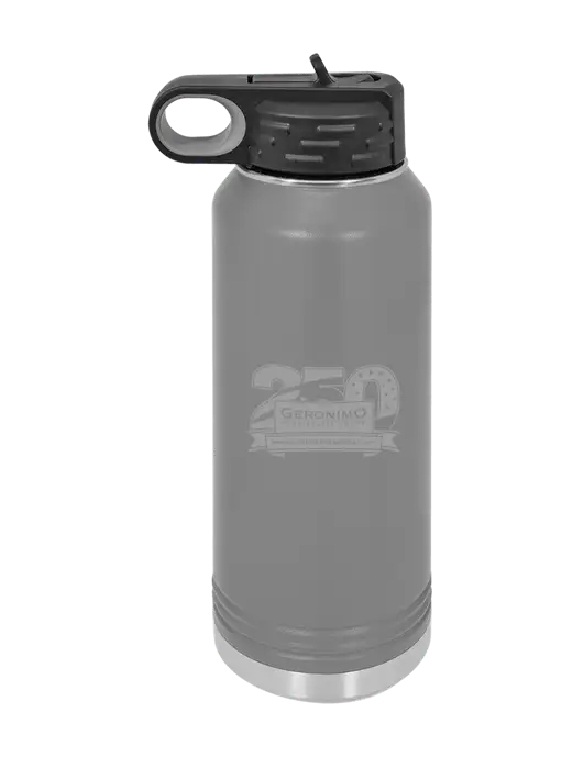 Polar Camel 32 oz Powder Coated Grey Vacuum Insulated Water Bottle w/Geronimo 250th Logo
