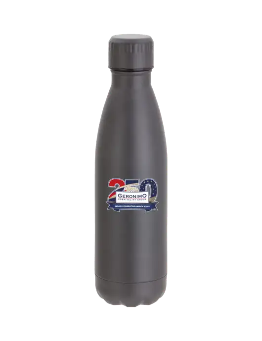 City Go Matte Charcoal 17 oz Insulated Bottle w/Geronimo 250th Logo