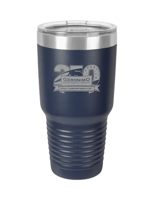 Polar Camel 30 oz Powder Coated Navy Vacuum Insulated Tumbler w/Geronimo 250th Logo