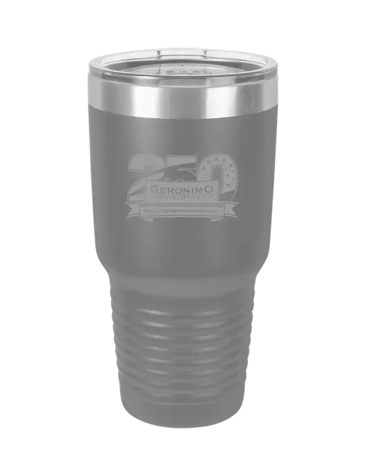 Polar Camel 30 oz Powder Coated Grey Vacuum Insulated Tumbler w/Geronimo 250th Logo