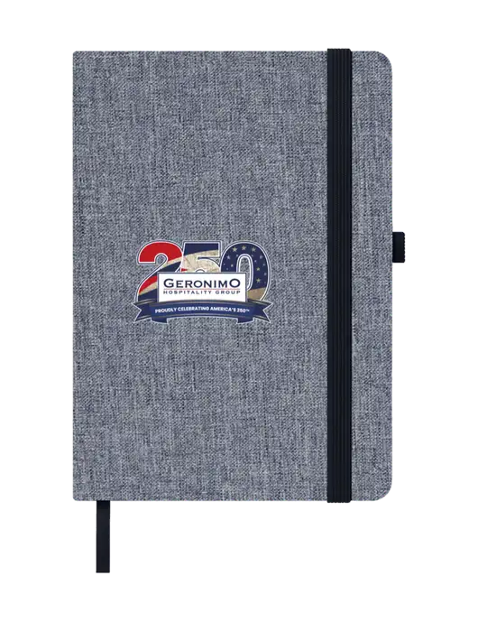 Twill Grey Heathered 5 x 7 Journal w/Geronimo 250th Logo