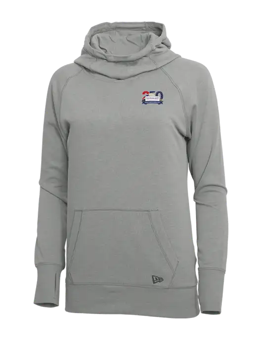 New Era Shadow Grey Heather Womens Tri-Blend Fleece Pullover Hoodie w/Geronimo 250th Logo