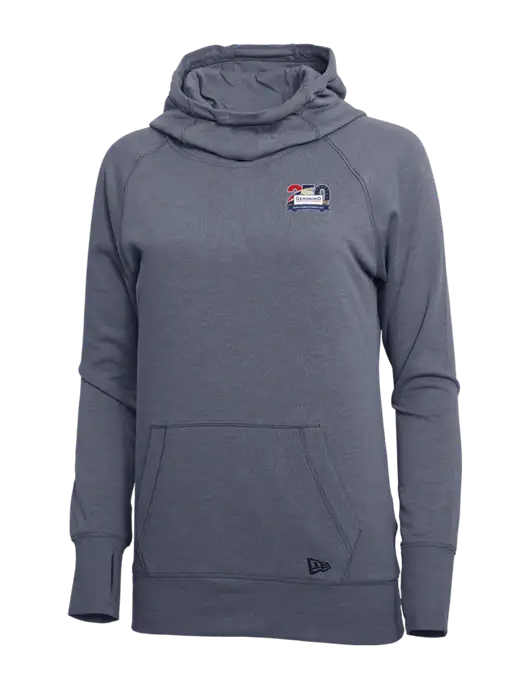 New Era True Navy Heather Womens Tri-Blend Fleece Pullover Hoodie w/Geronimo 250th Logo