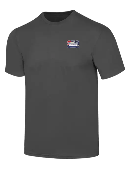 Simply Soft Charcoal 4.5oz  Poly/Combed Ring Spun Cotton T-Shirt w/Geronimo 250th Logo