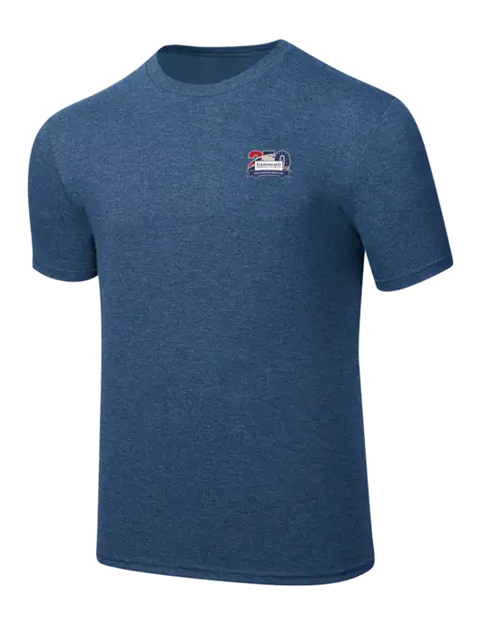 Simply Soft Heathered Navy 4.5oz  Poly/Combed Ring Spun Cotton T-Shirt w/Geronimo 250th Logo