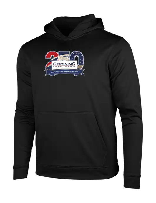 Black Fleece Sport-Wick Hooded Pullover w/Geronimo 250th Logo