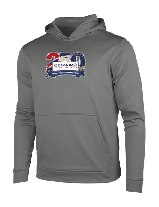 Dark Smoke Grey Sport-Wick Fleece Hooded Pullover w/Geronimo 250th Logo