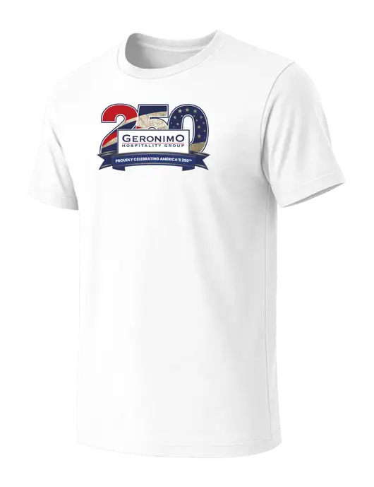BELLA+CANVAS White Blend CVC Short Sleeve Tee w/Geronimo 250th Logo