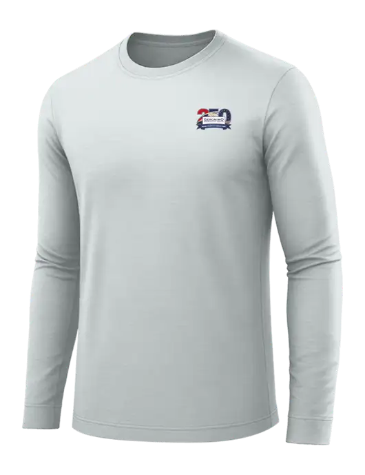 Long Sleeve Light Grey PosiCharge Competitor Tee w/Geronimo 250th Logo