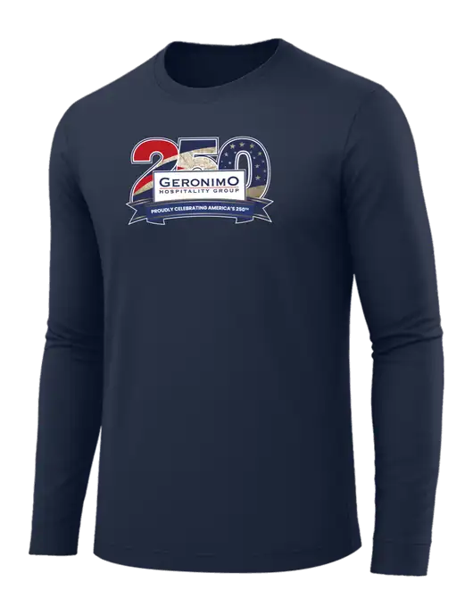 Long Sleeve Navy PosiCharge Competitor Tee w/Geronimo 250th Logo