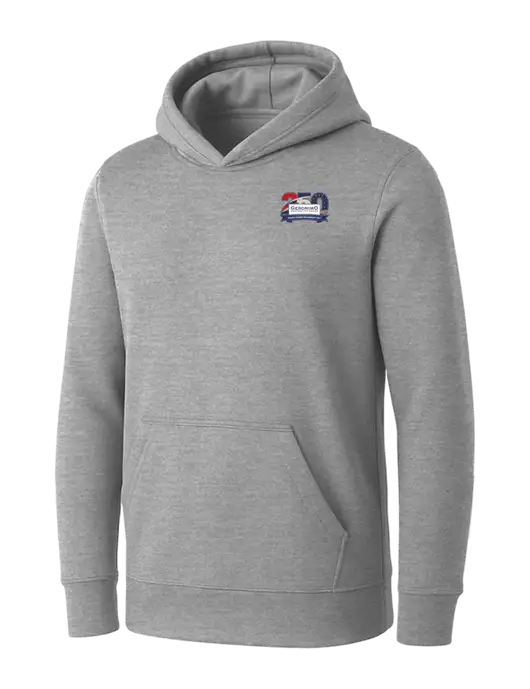 Womens Light Grey Heather Core Fleece Pullover Hooded Sweatshirt w/Geronimo 250th Logo
