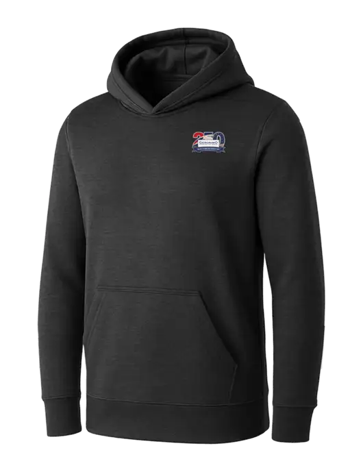 Womens Dark Grey Heather Core Fleece Pullover Hooded Sweatshirt w/Geronimo 250th Logo
